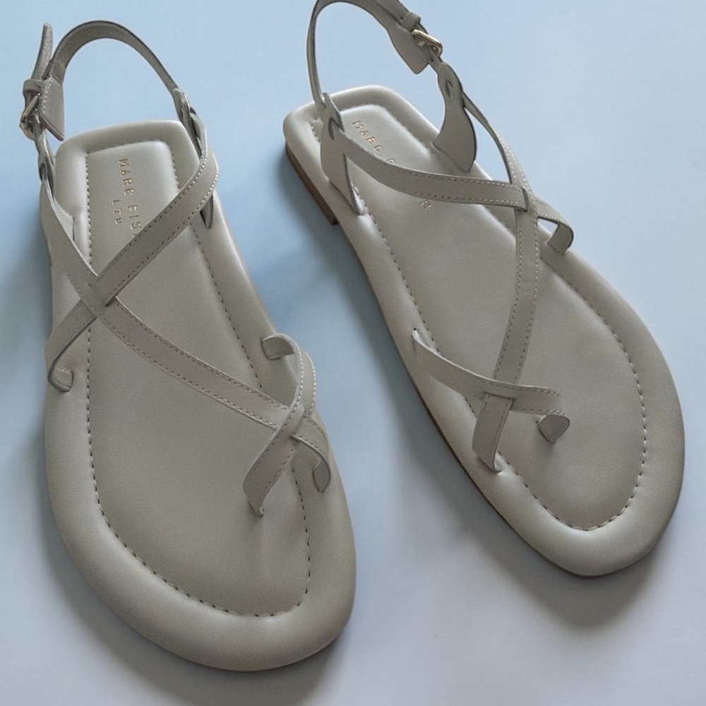 Marc Fisher Cream Leather Crisscross Slingback Sandals